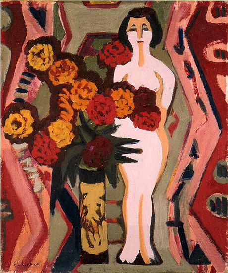 Ernst Ludwig Kirchner Still life with sculpture oil painting picture